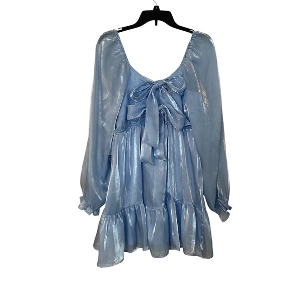 Midnight Doll Dress Blue Pastel Open Back with Bows Prom Wedding Easter Size L - Picture 2 of 15